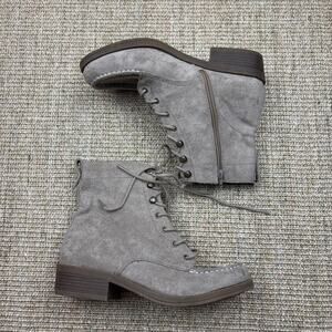 Rock & Candy "Jazmina" Combat Boots | Size 10 | Gray Suede | Fall